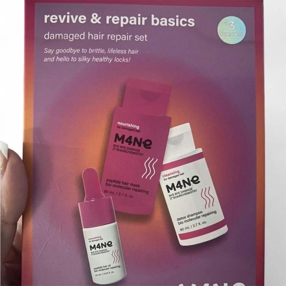 M4NE Bye Bye Damage Hair Repair Set Shampoo Mask Oil 3pc NEW